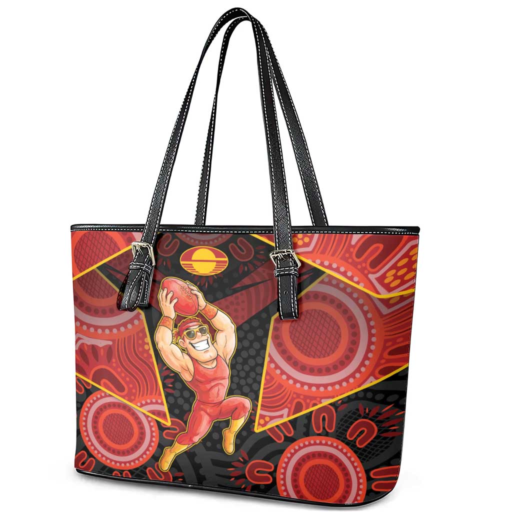 Gold Coast Suns Red Leather Tote Bag Football Player Sun Emblem Dynamic