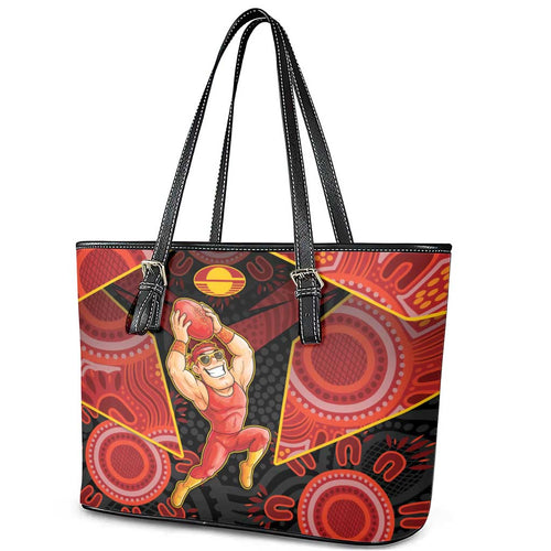 Gold Coast Suns Red Leather Tote Bag Football Player Sun Emblem Dynamic