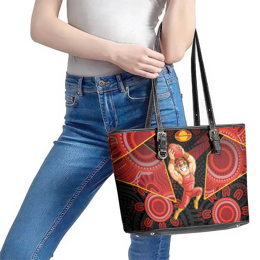 Gold Coast Suns Red Leather Tote Bag Football Player Sun Emblem Dynamic