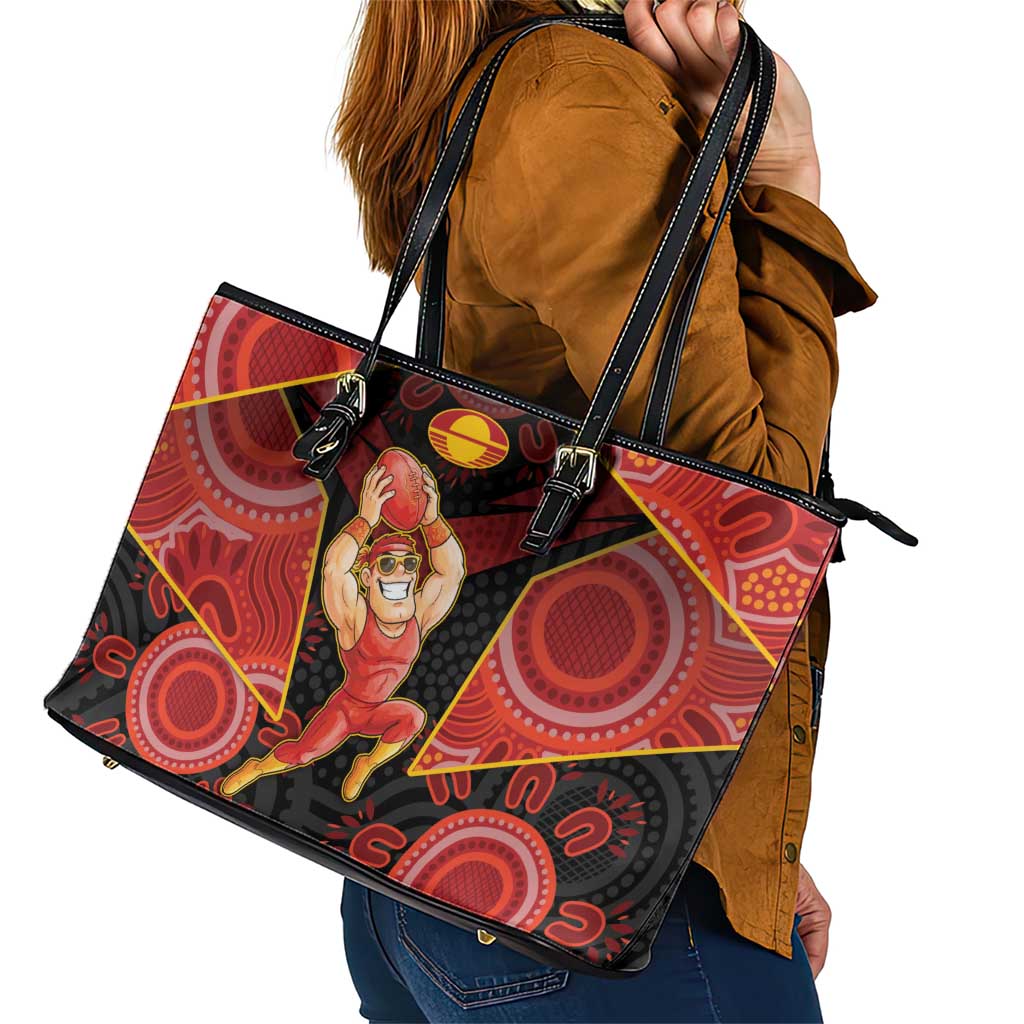 Gold Coast Suns Red Leather Tote Bag Football Player Sun Emblem Dynamic
