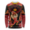 Custom Gold Coast Suns Red Long Sleeve Shirt Football Player Sun Emblem Dynamic