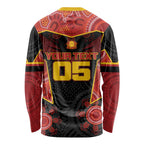 Custom Gold Coast Suns Red Long Sleeve Shirt Football Player Sun Emblem Dynamic