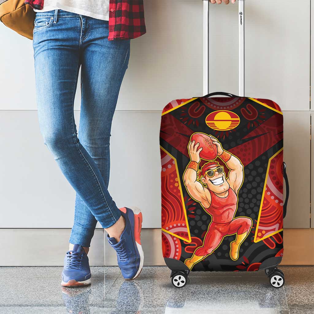 Gold Coast Suns Red Luggage Cover Football Player Sun Emblem Dynamic