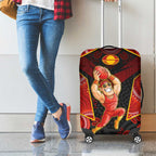 Gold Coast Suns Red Luggage Cover Football Player Sun Emblem Dynamic