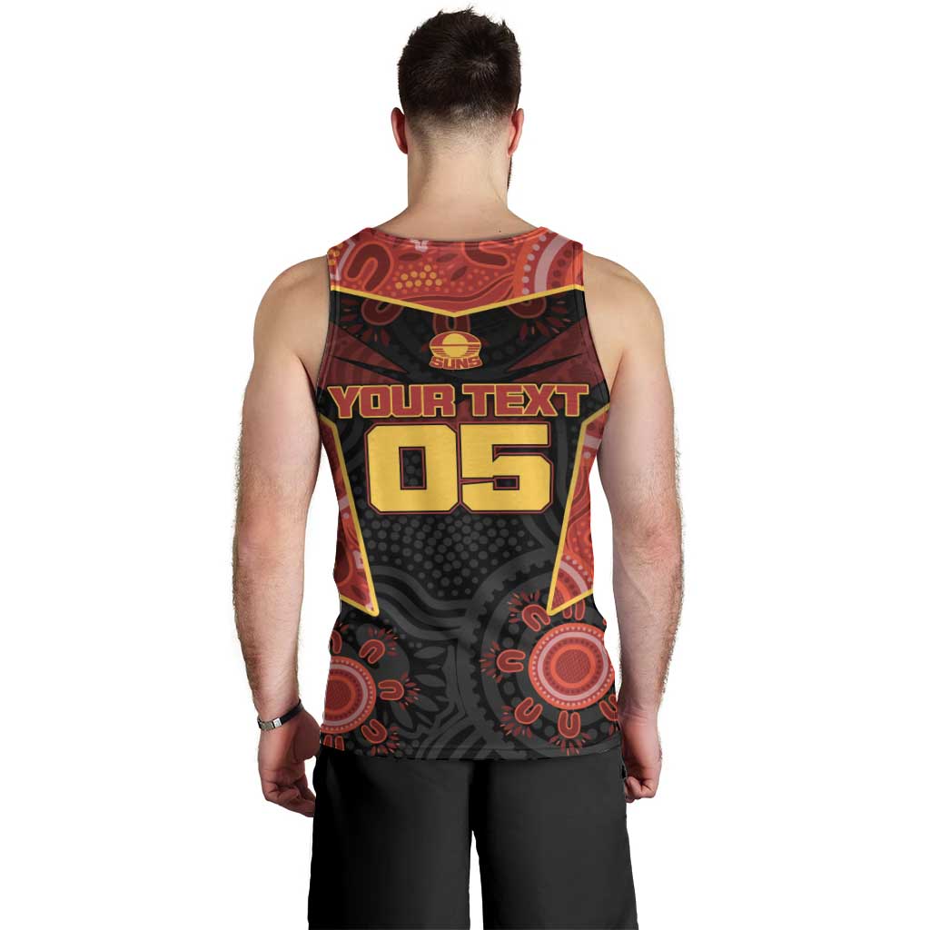 Custom Gold Coast Suns Red Men Tank Top Football Player Sun Emblem Dynamic