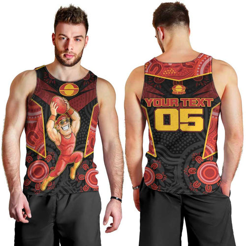 Custom Gold Coast Suns Red Men Tank Top Football Player Sun Emblem Dynamic