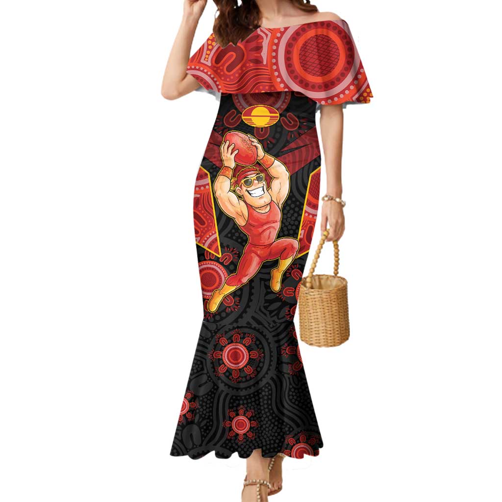Custom Gold Coast Suns Red Mermaid Dress Football Player Sun Emblem Dynamic