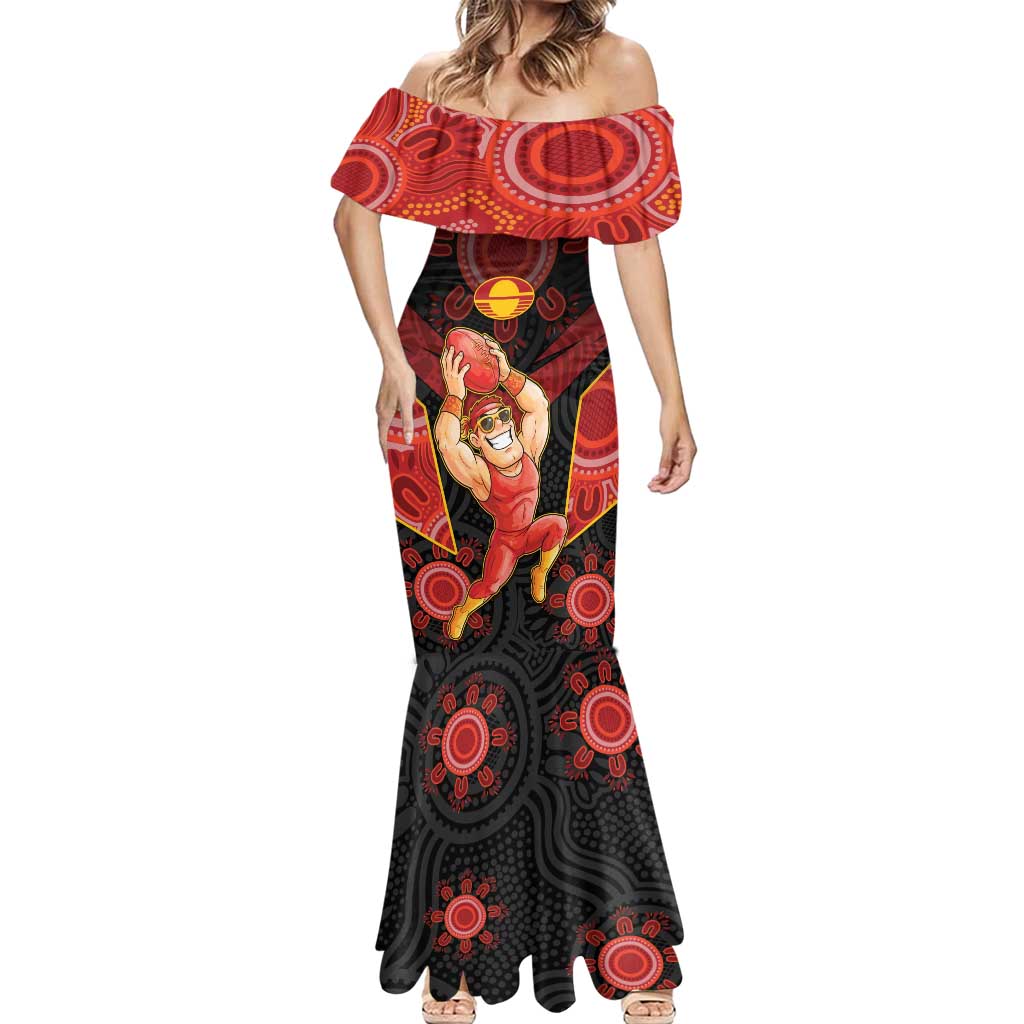 Custom Gold Coast Suns Red Mermaid Dress Football Player Sun Emblem Dynamic