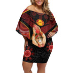 Custom Gold Coast Suns Red Off Shoulder Short Dress Football Player Sun Emblem Dynamic