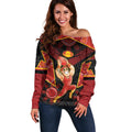 Custom Gold Coast Suns Red Off Shoulder Sweater Football Player Sun Emblem Dynamic