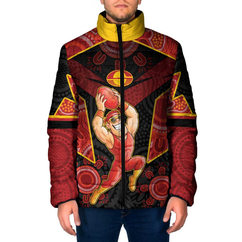 Custom Gold Coast Suns Red Padded Jacket Football Player Sun Emblem Dynamic