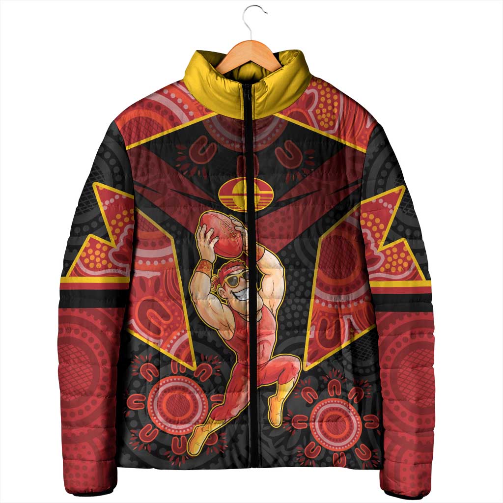 Custom Gold Coast Suns Red Padded Jacket Football Player Sun Emblem Dynamic
