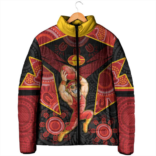Custom Gold Coast Suns Red Padded Jacket Football Player Sun Emblem Dynamic