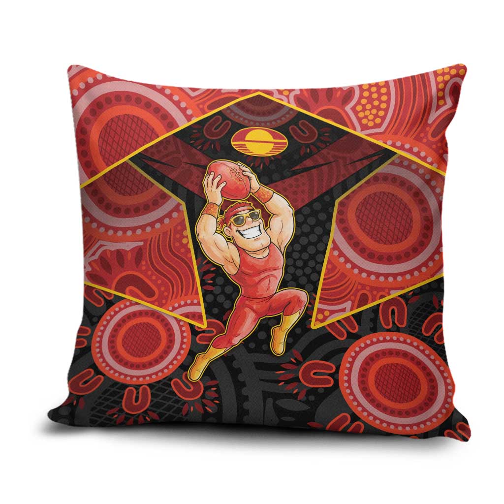 Gold Coast Suns Red Pillow Cover Football Player Sun Emblem Dynamic