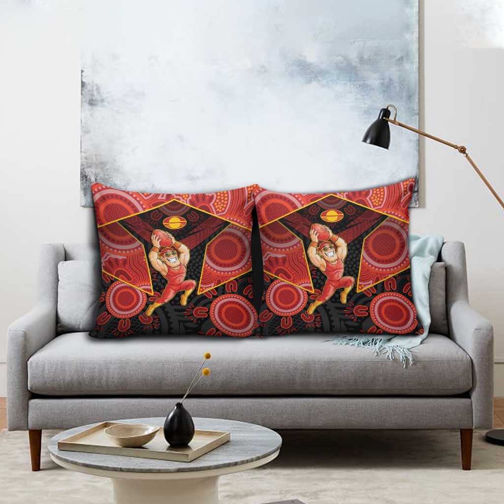 Gold Coast Suns Red Pillow Cover Football Player Sun Emblem Dynamic