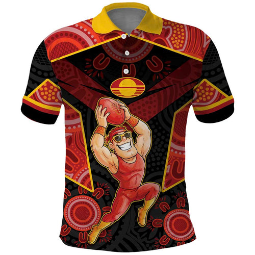 Custom Gold Coast Suns Red Polo Shirt Football Player Sun Emblem Dynamic