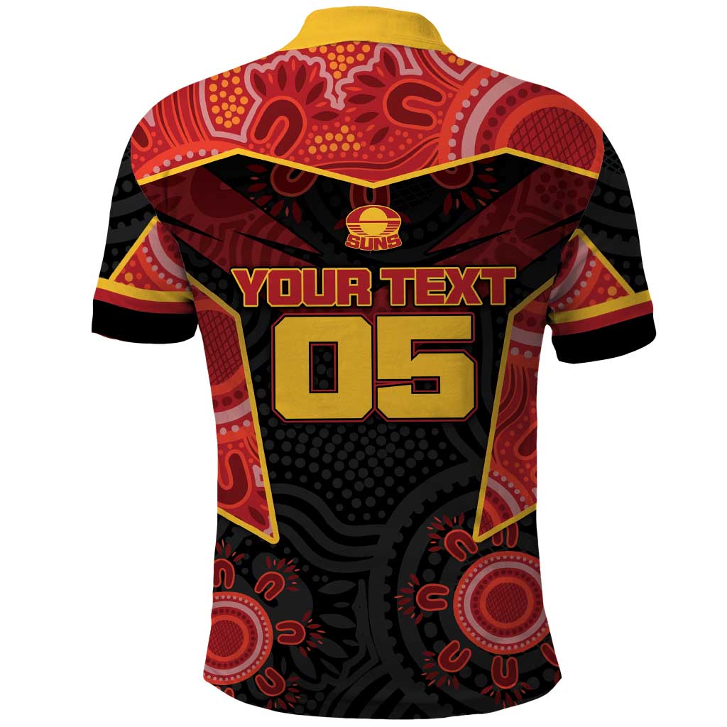 Custom Gold Coast Suns Red Polo Shirt Football Player Sun Emblem Dynamic