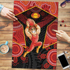 Gold Coast Suns Red Puzzle Football Player Sun Emblem Dynamic