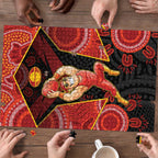 Gold Coast Suns Red Puzzle Football Player Sun Emblem Dynamic