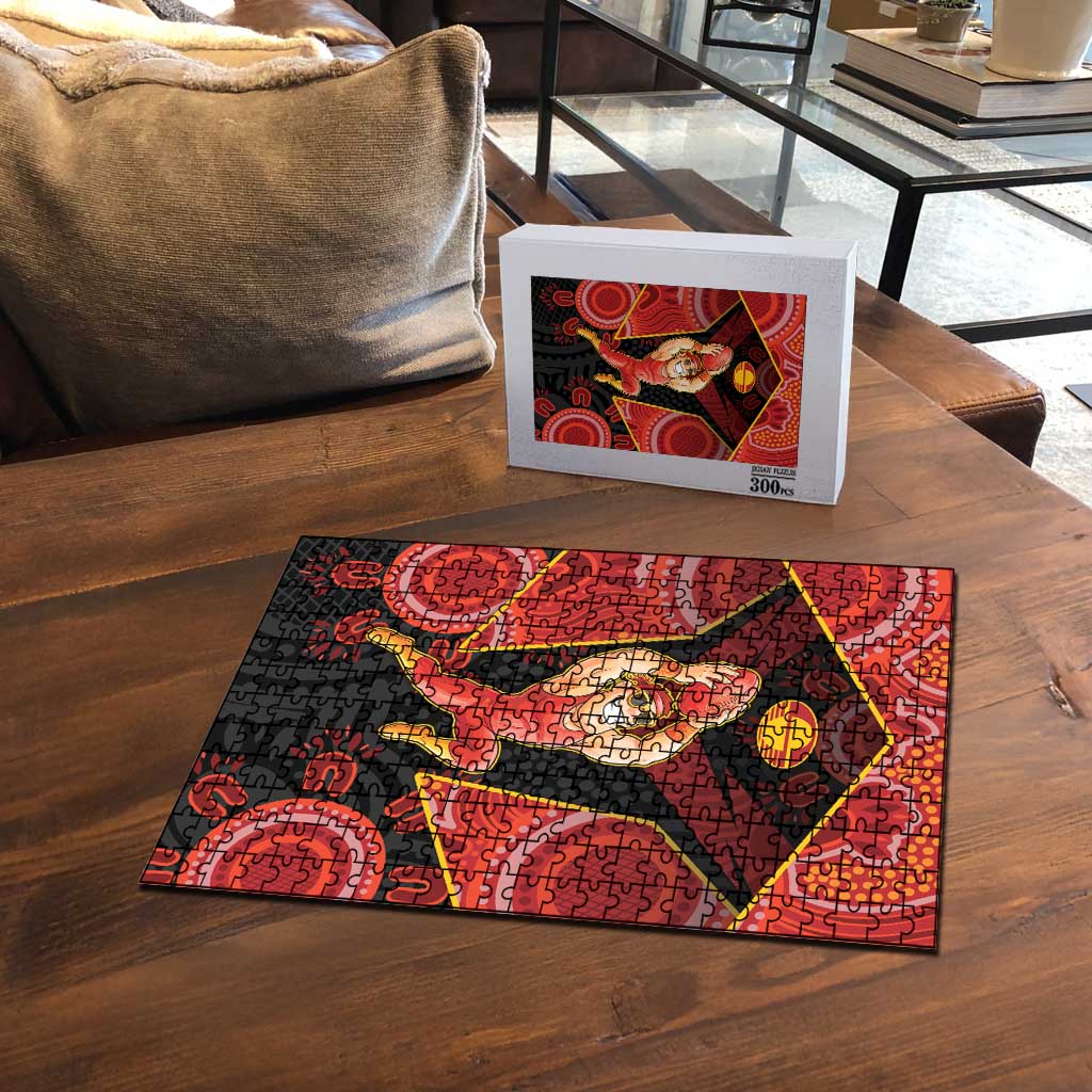 Gold Coast Suns Red Puzzle Football Player Sun Emblem Dynamic