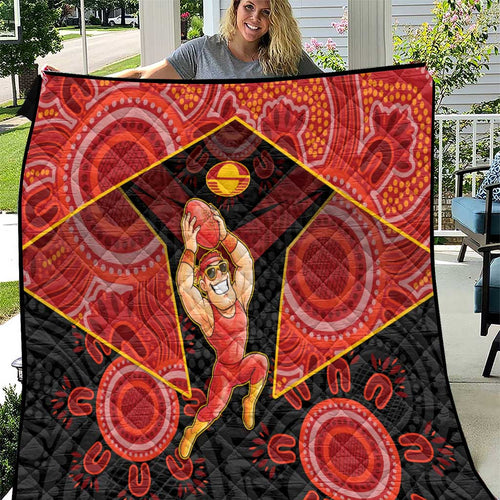Gold Coast Suns Red Quilt Football Player Sun Emblem Dynamic