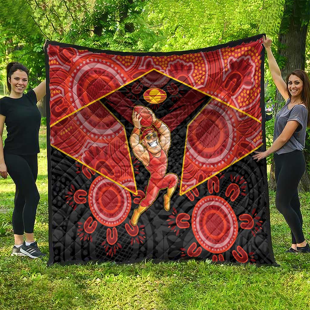 Gold Coast Suns Red Quilt Football Player Sun Emblem Dynamic