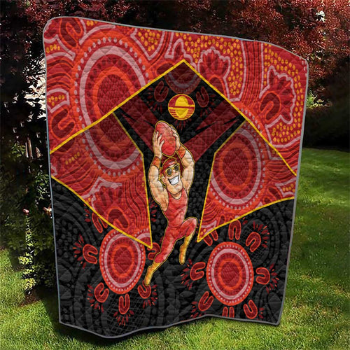Gold Coast Suns Red Quilt Football Player Sun Emblem Dynamic