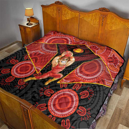 Gold Coast Suns Red Quilt Football Player Sun Emblem Dynamic