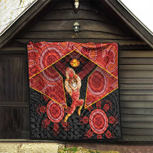 Gold Coast Suns Red Quilt Football Player Sun Emblem Dynamic