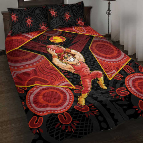 Gold Coast Suns Red Quilt Bed Set Football Player Sun Emblem Dynamic
