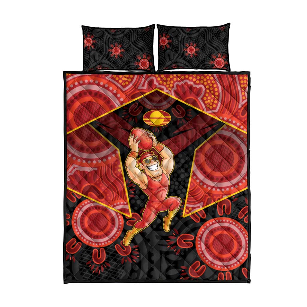 Gold Coast Suns Red Quilt Bed Set Football Player Sun Emblem Dynamic