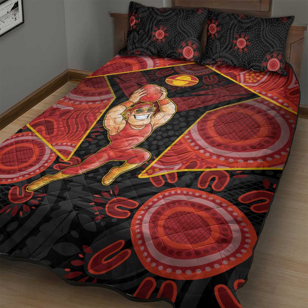 Gold Coast Suns Red Quilt Bed Set Football Player Sun Emblem Dynamic