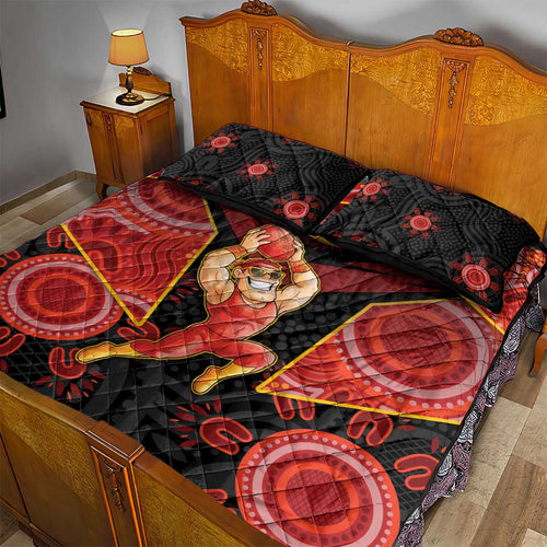 Gold Coast Suns Red Quilt Bed Set Football Player Sun Emblem Dynamic