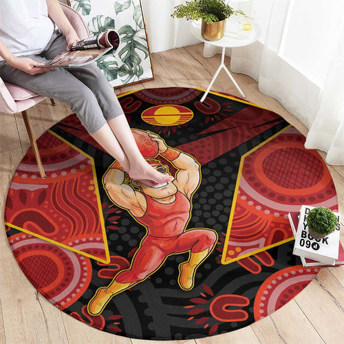 Gold Coast Suns Red Round Carpet Football Player Sun Emblem Dynamic