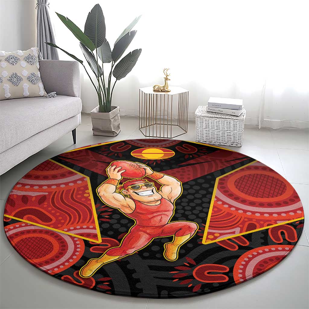 Gold Coast Suns Red Round Carpet Football Player Sun Emblem Dynamic
