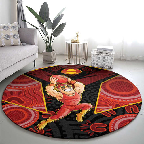 Gold Coast Suns Red Round Carpet Football Player Sun Emblem Dynamic