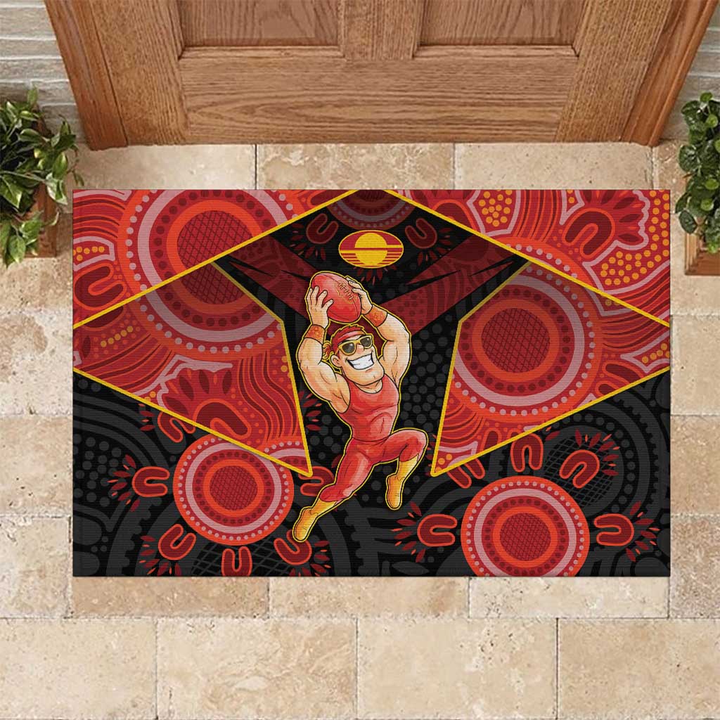 Gold Coast Suns Red Rubber Doormat Football Player Sun Emblem Dynamic