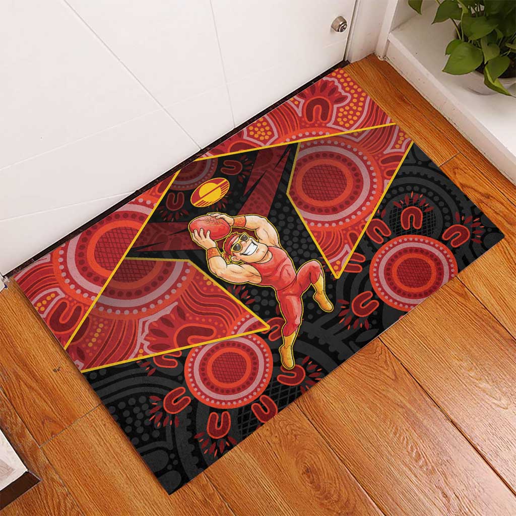 Gold Coast Suns Red Rubber Doormat Football Player Sun Emblem Dynamic