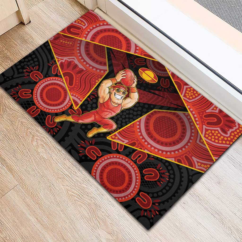 Gold Coast Suns Red Rubber Doormat Football Player Sun Emblem Dynamic
