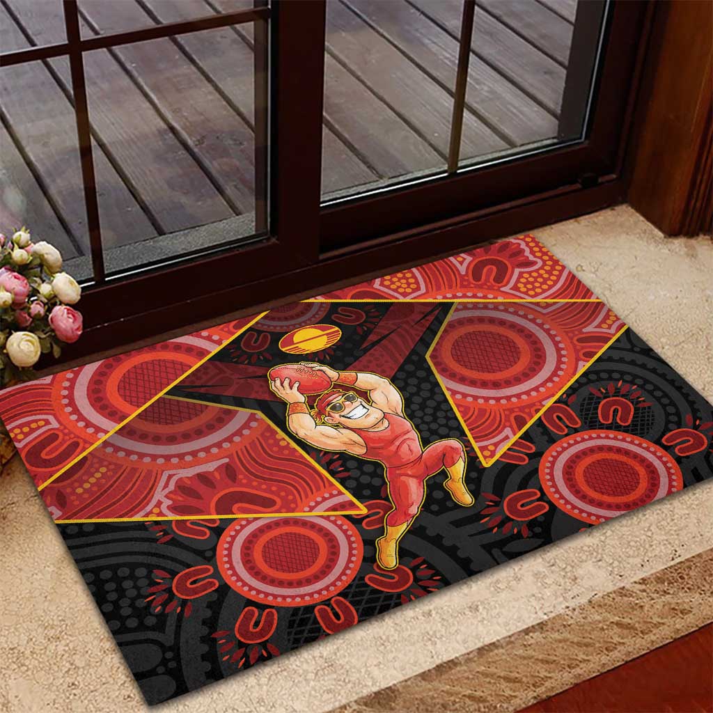 Gold Coast Suns Red Rubber Doormat Football Player Sun Emblem Dynamic