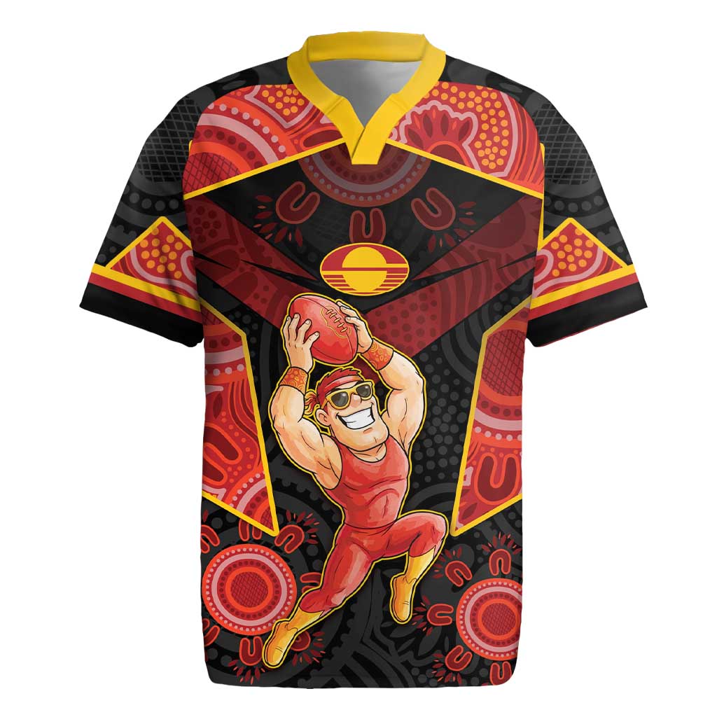 Custom Gold Coast Suns Red Rugby Jersey Football Player Sun Emblem Dynamic