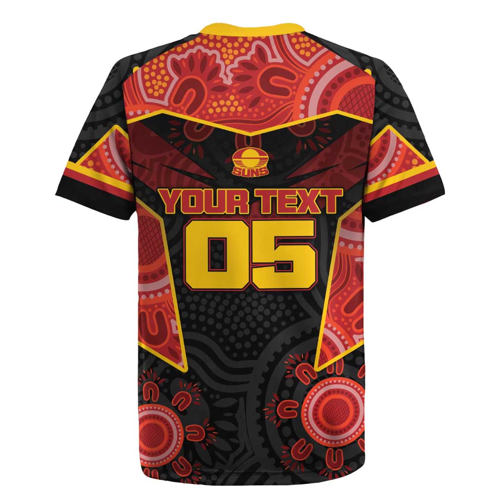 Custom Gold Coast Suns Red Rugby Jersey Football Player Sun Emblem Dynamic