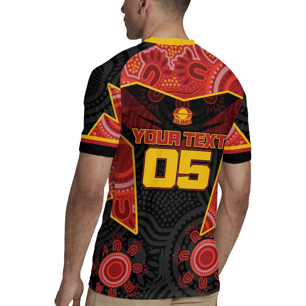 Custom Gold Coast Suns Red Rugby Jersey Football Player Sun Emblem Dynamic
