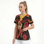 Custom Gold Coast Suns Red Scrub Top Football Player Sun Emblem Dynamic