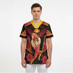 Custom Gold Coast Suns Red Scrub Top Football Player Sun Emblem Dynamic