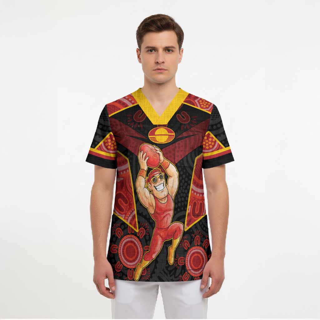 Custom Gold Coast Suns Red Scrub Top Football Player Sun Emblem Dynamic
