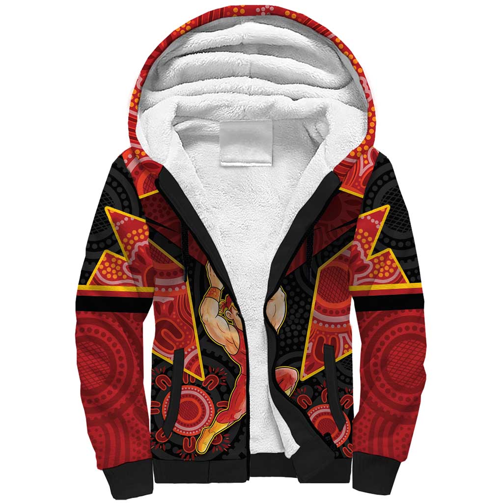 Custom Gold Coast Suns Red Sherpa Hoodie Football Player Sun Emblem Dynamic