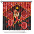 Gold Coast Suns Red Shower Curtain Football Player Sun Emblem Dynamic