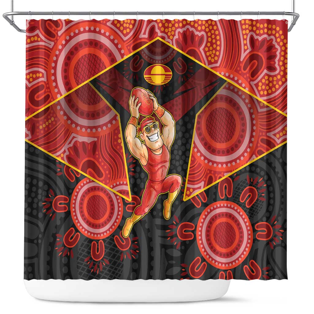 Gold Coast Suns Red Shower Curtain Football Player Sun Emblem Dynamic