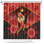 Gold Coast Suns Red Shower Curtain Football Player Sun Emblem Dynamic